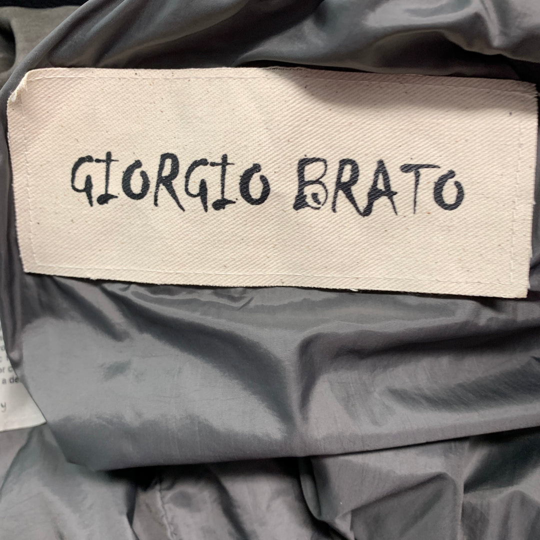 GIORGIO BRATO Size 6 Grey Leather Distressed Zip Up Jacket