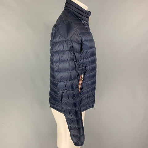 MONCLER Size L Navy Quilted Nylon Zip Up Jacket
