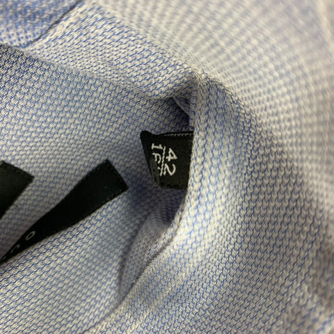 GUCCI Size L Blue Textured Cotton French Cuff Long Sleeve Shirt