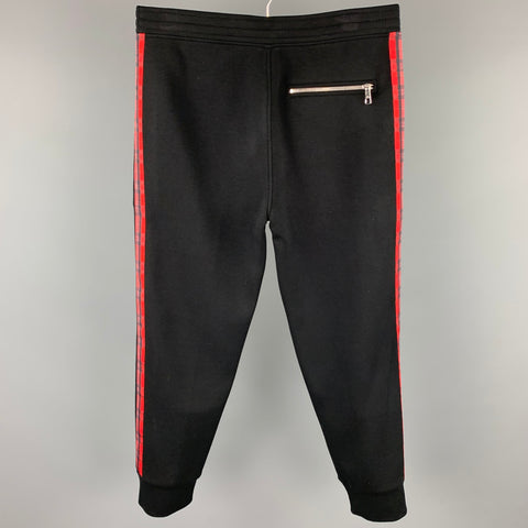 NEIL BARRETT Skinny Fit Size L Black Ribbon Trim Viscose Sweatpants