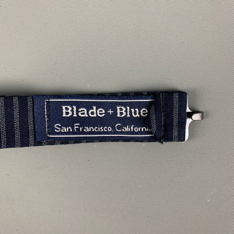 BLADE+BLUE Navy Blue Stripe Cotton Bow Tie