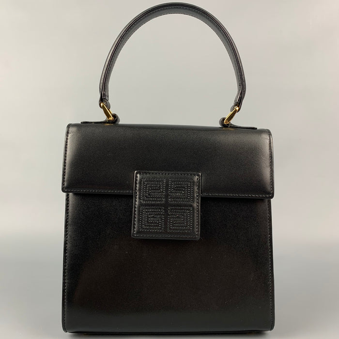 GIVENCHY Black Leather Top Handle Square Handbag