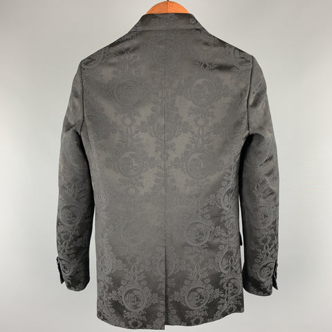 DIOR HOMME Size 34 Black Jacquard Polyester / Viscose Sport Coat