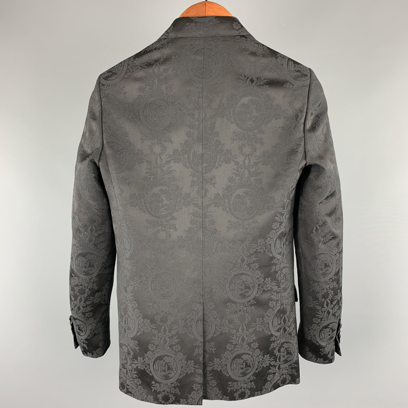 DIOR HOMME Size 34 Black Jacquard Polyester / Viscose Sport Coat