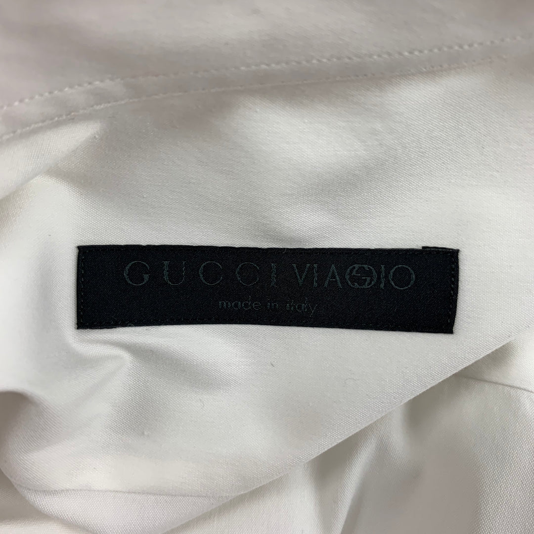 GUCCI ViaGIO Size XL White Poplin One Pocket Long Sleeve Shirt
