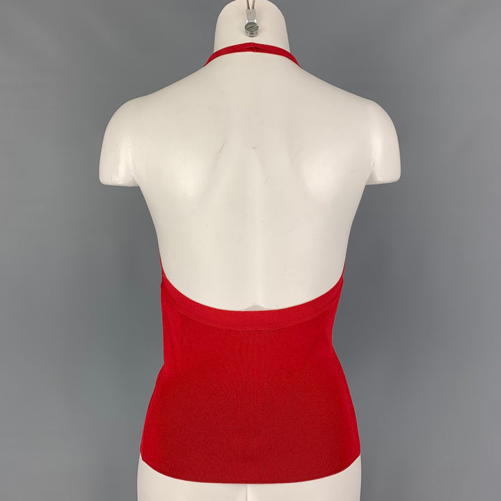 MAX MARA Size S Red Viscose Polyester Ribbed Halter Casual Top