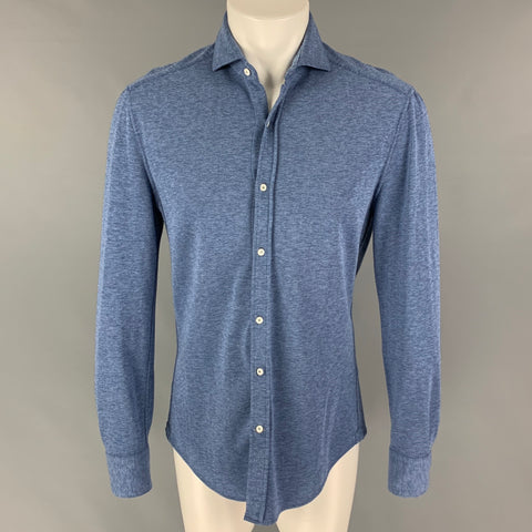 BRUNELLO CUCINELLI Size S Blue Cotton Button Up Long Sleeve Shirt