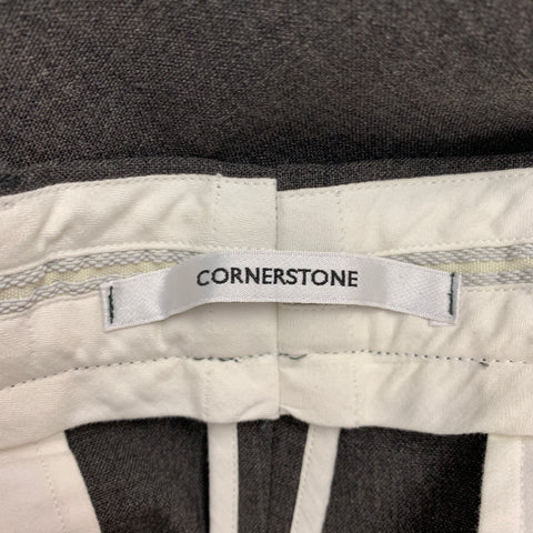 CORNERSTORE Talla 34 Pantalones de vestir con cremallera y mezcla de lana de patchwork gris oscuro