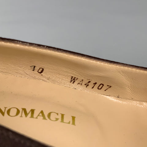 BRUNO MAGLI Size 10 Brown Fabric Open Toe Pumps