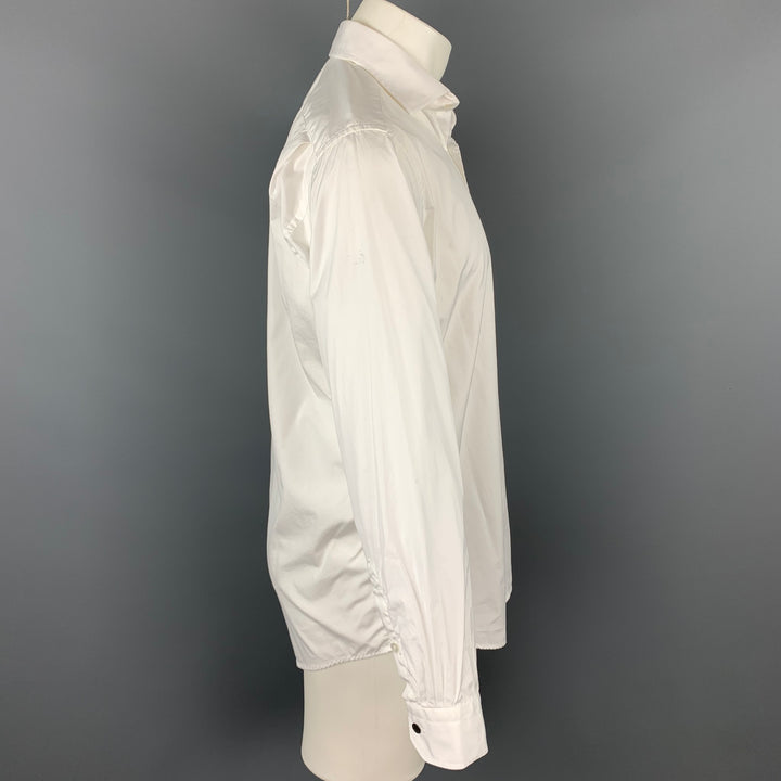 HERMES Size M White Cotton Button Up Long Sleeve Shirt