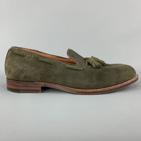 ALDEN x UNIONMADE Size 11.5 Olive Solid Tassels Loafers
