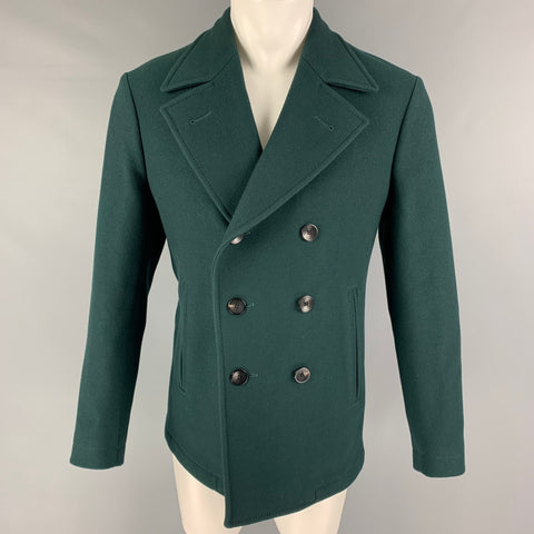 BOGLIOLI Size 38 Forest Green Wool Nylon Double Breasted Peacoat