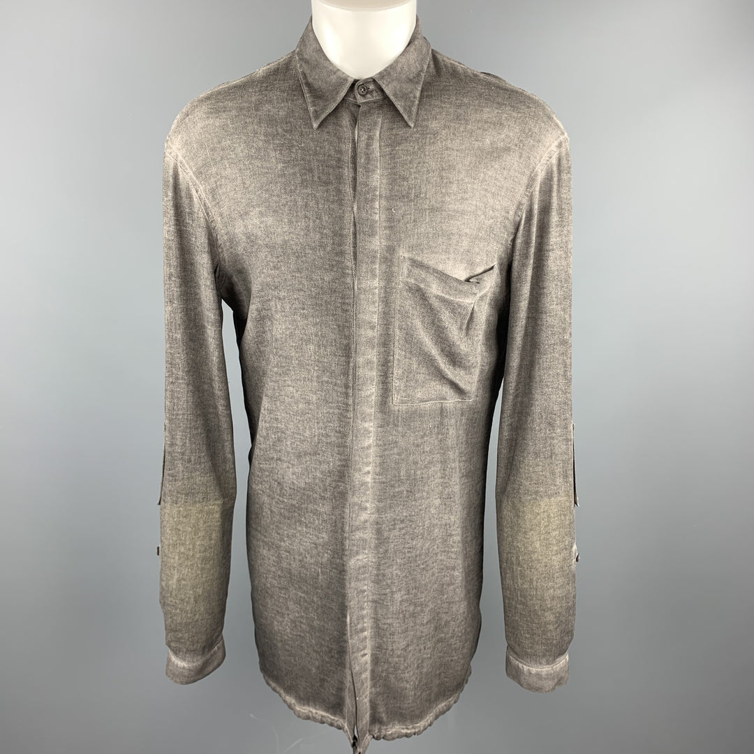 ALEXANDRE PLOKHOV Taille S Chemise à manches longues boutonnée en coton teint gris foncé