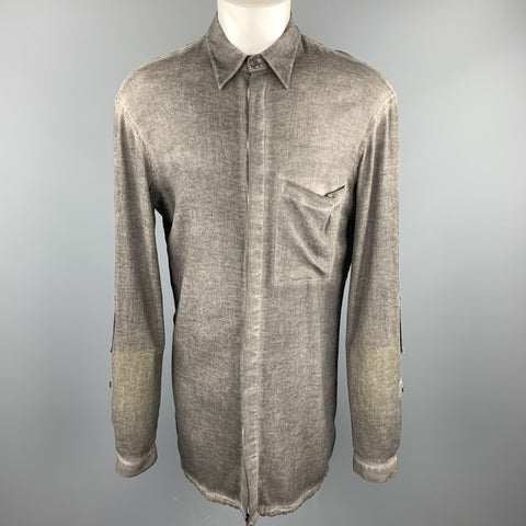 ALEXANDRE PLOKHOV Size S Dark Gray Dyed Cotton Button Up Long Sleeve Shirt