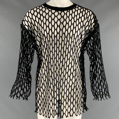 DRIES VAN NOTEN Taille XS Pull à col rond en polyester maille noire