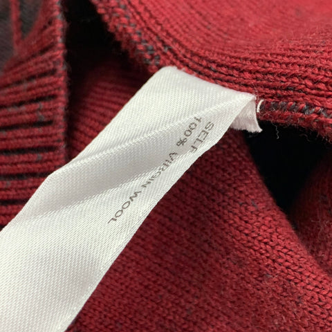 CAROLINA HERRERA Size L Burgundy Grey Wool Stripe Sheath Dress