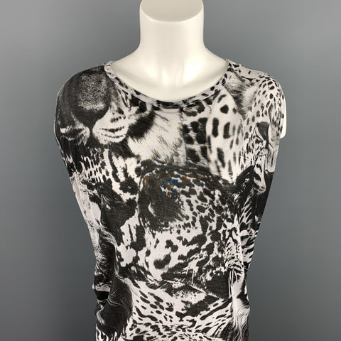 STELLA McCARTNEY Size S Black & White Leopard Print Sleeveless Casual Top