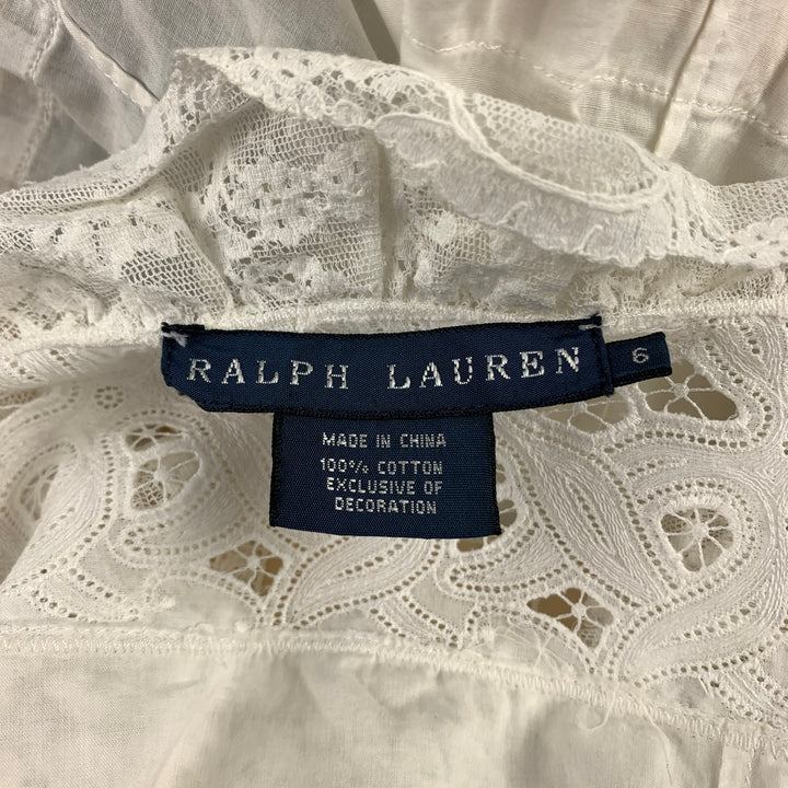 RALPH LAUREN Blue Label Size 6 White Lace Cotton Camisole Top