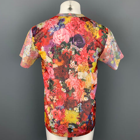 COMME des GARCONS HOMME PLUS Fall 2016 Size L Multi-Color Mesh Floral Polyester T-shirt