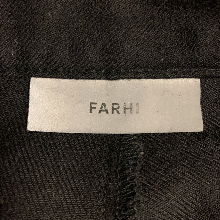 FARHI Talla 34 Pantalones casuales negros de lana lisa con cremallera y bragueta