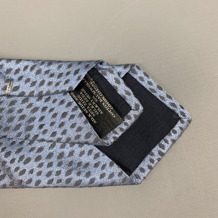 BURBERRY PRORSUM Blue Grey Abstract Silk / Cotton Skinny Tie
