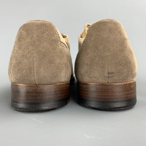 MORESCHI Size 8 Taupe Two Toned Suede Lace Up Shoes