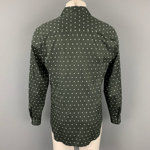 PAUL SMITH Size L Black & White Dot Print Cotton Button Up Long Sleeve Shirt