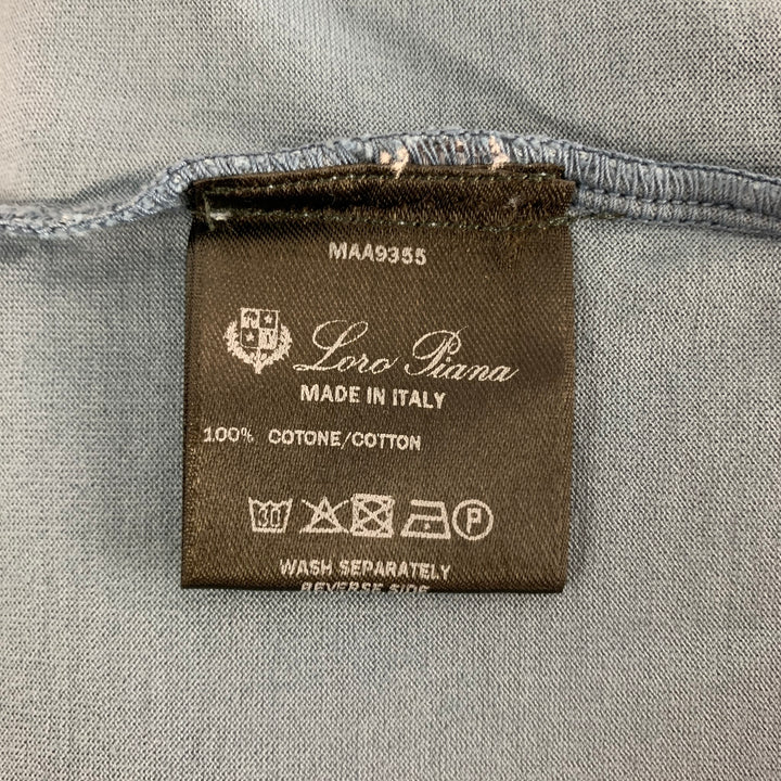 LORO PIANA Size XXXL Blue Cotton Short Sleeve Polo