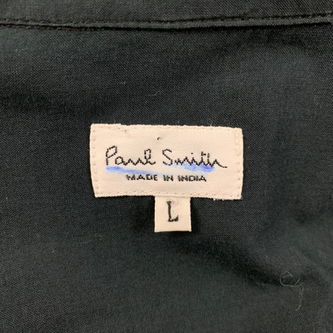 PAUL SMITH Size L Black Silver Sequined Cotton Button Up Long Sleeve Shirt