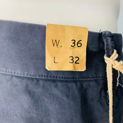 RRL by RALPH LAUREN Size 36 Navy Wash Cotton Elastane Button Fly Casual Pants