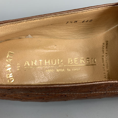 GRAVATI Talla 7.5 Mocasines Horsebit de piel de avestruz marrón