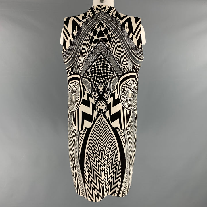 GIVENCHY SS10 Talla M Chaleco delantero abierto geométrico blanco negro