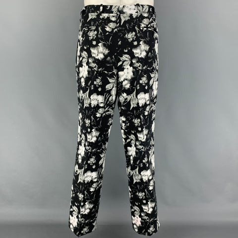 INC Talla XXL Traje de solapa de muesca de poliéster floral blanco negro