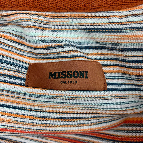 MISSONI Size M Multi-Color Stripe Short Sleeve Polo
