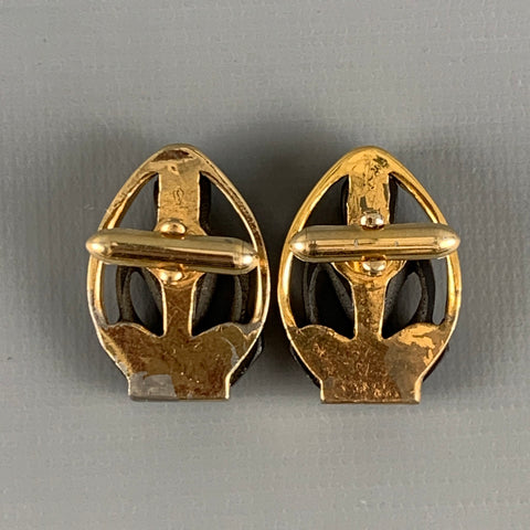 VINTAGE Black Gold Mixed Materials Acetate Cuff Links