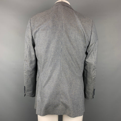 ETRO Talla 40 Abrigo deportivo cruzado de seda de pata de gallo azul marino y blanco