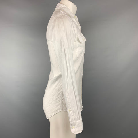 RALPH LAUREN Black Label  Size S White Linen Epaulettes Long Sleeve Shirt
