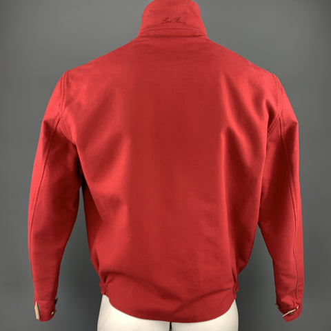 LORO PIANA Size L Red & Beige Cotton Reversible Jacket