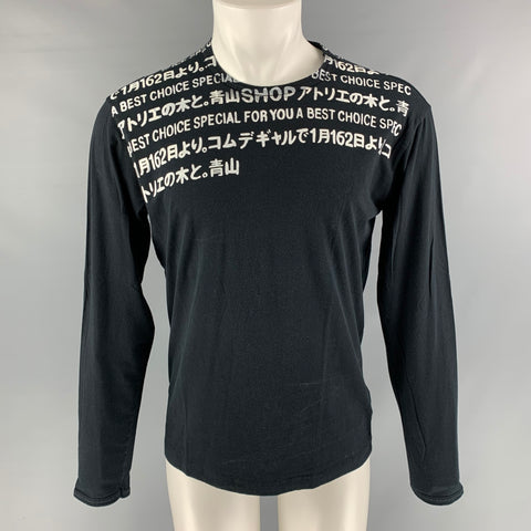 T-shirt en coton imprimé noir et blanc taille M