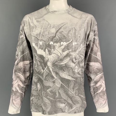 STAMPD Sudadera Cuello Redondo Algodón Estampado Blanco Gris Talla L