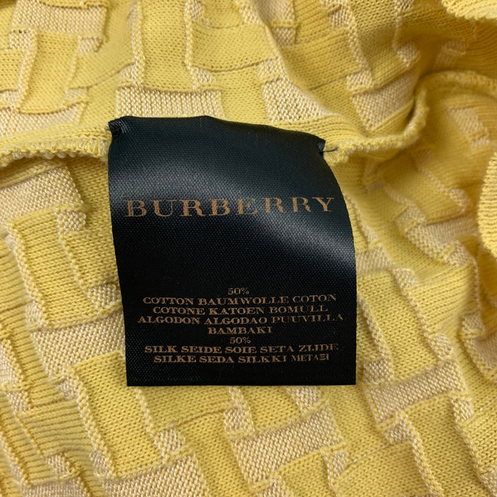BURBERRY PRORSUM Spring Summer 2016 Size L Yellow Knitted Silk / Cotton V-Neck Pullover