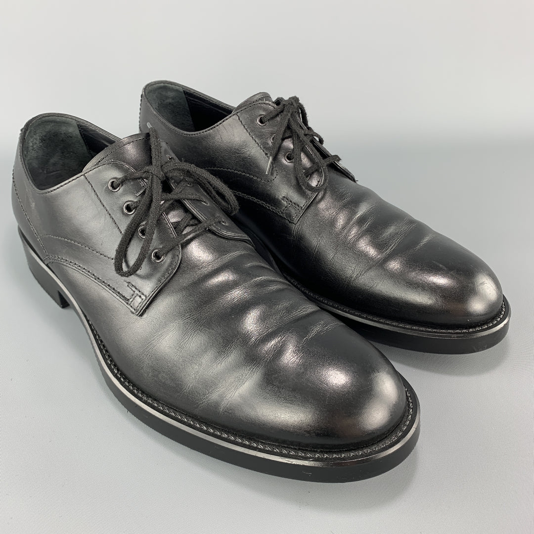 TOD'S Size 11 Black Leather Lace Up Derby Rubber Sole Dress Shoes