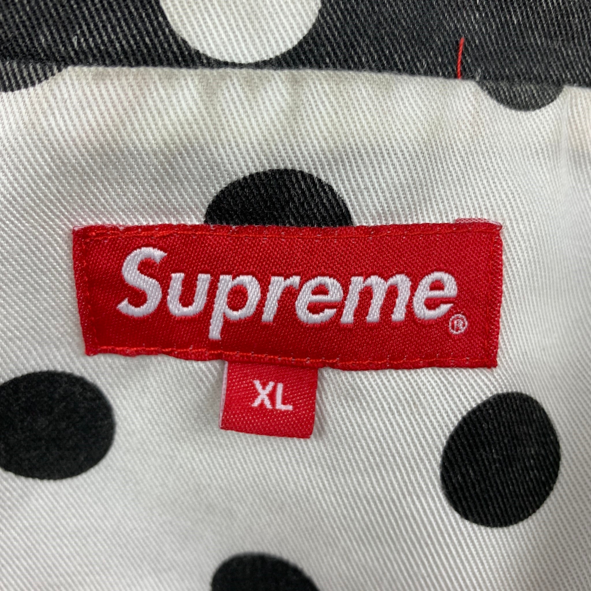 SUPREME Size XL Black White Polka Dot Rayon Zip Up Jacket