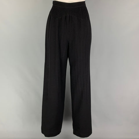 CHANEL Size 8 Black Wool Ribbed Sleeveless Pants Suit