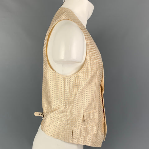 ALEXANDER MCQUEEN Size 40 Beige Jacquard Silk Buttoned Vest