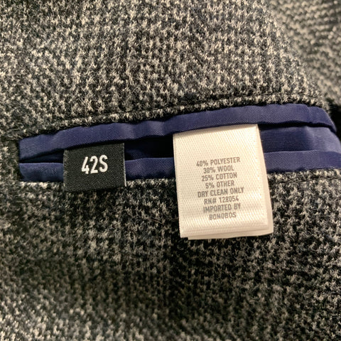 BONOBOS Talla 42 Traje de lana a cuadros gris carbón con un solo botón 33 29
