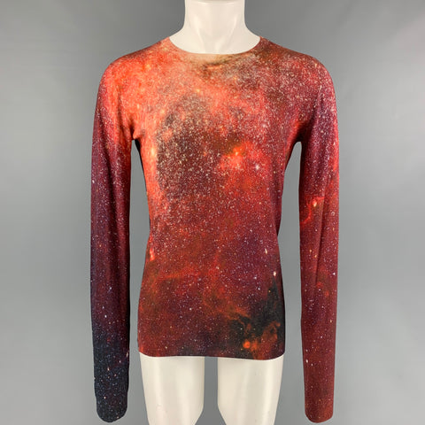CHRISTOPHER KANE Size M Brick Multi-Color Splattered Silk Cashmere Pullover