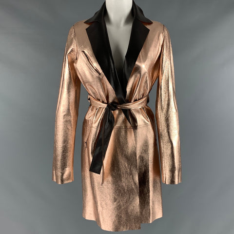 COLLECTION PRIVÉE ? Manteau réversible métallisé en cuir doré taille 6