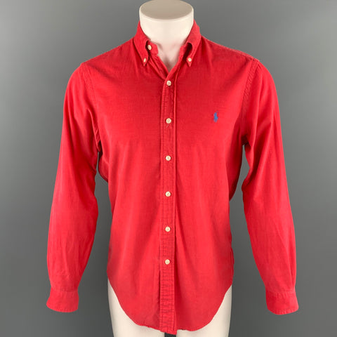 RALPH LAUREN Size S Red Corduroy Button Down Long Sleeve Shirt