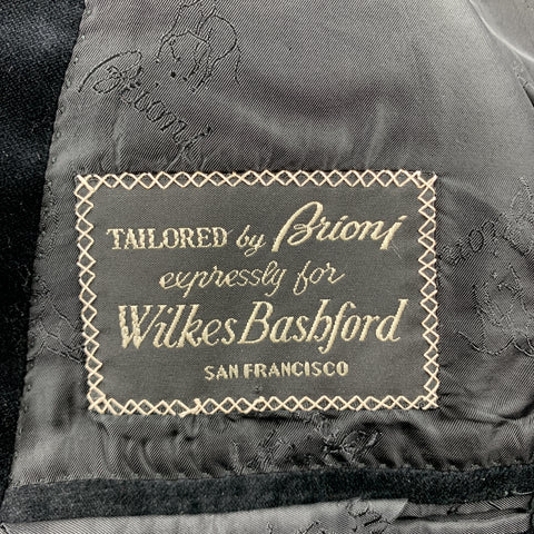 BRIONI Size 44 Regular Black Two Toned Cotton Velvet Peak Lapel Sport Coat